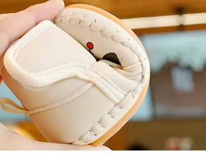 Close-up showing the high flexibility of the soft non-slip sole on baby winter shoes