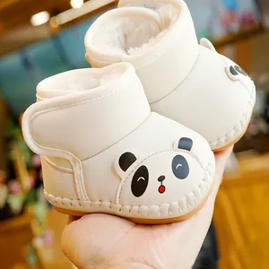 Infant Winter Warm Snow Boots For Boys Girls Soft Sole Panda Cartoon Non Slip Fleece Lined Baby Pre Walker First Shoes