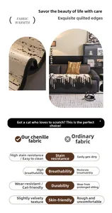 Detailed close-up of quilted chenille sofa cover with durable and breathable fabric texture