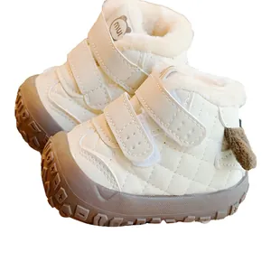 Winter infant snow boots with thick plush lining and non-slip soles for toddlers