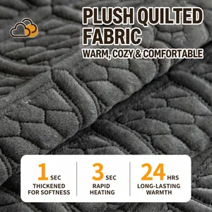 Thick dark gray milk fleece sofa cushion with diamond quilting and warm texture