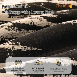 Thick black and white chenille sofa cover with non-slip texture and elegant sheen