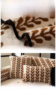 Détails de la housse de canapé matelassée en peluche épaisse avec motifs de feuilles