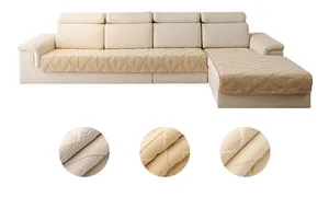 Détails de la housse de canapé en peluche avec motif géométrique en trois couleurs