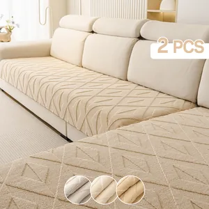 Housse de Coussin de Canapé en Velours Doux avec Motif Géométrique en Losange Base Antidérapante pour Stabilité sur Canapés d'Angle Moderne