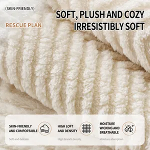 Housse de canapé épaisse en polaire sherpa blanc crème avec texture haute densité