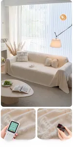 Detail of cream plush sofa cover featuring 3D embossed butterfly patterns and soft texture