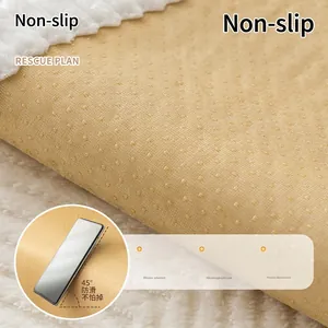 Thick velvet sofa cover with anti-slip silicone backing and textured camel fabric surface