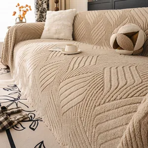 Copridivano in Velluto Comfort Coperta per Divano in Peluche Calda Ispessita Con Motivo Geometrico a Ombra ad Arco per Casa