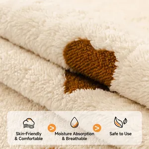 Thickened soft cotton fleece sofa cover with brown heart patterns in high density fabric