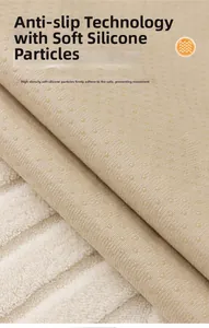 Macro shot of high-density anti-slip silicone particles on a soft beige sofa cushion