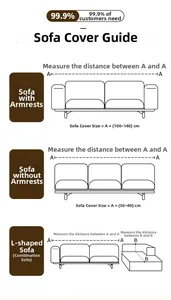 Size guide for high-weight chenille sofa cover showing measurement steps for various sofas