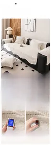 Detail of white chenille sofa cover showing non-toxic formaldehyde-free fabric test results