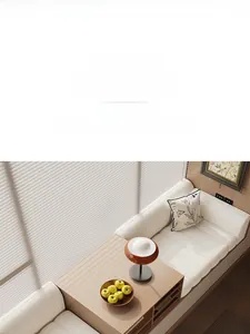Detail of white teddy fleece bay window mat with high density sponge filling