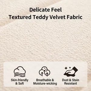 Soft cream teddy fleece bay window cushion showing plush textured fabric and breathability