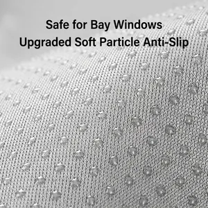Teddy velvet bay window mat featuring upgraded soft anti-slip rubber particles on gray fabric