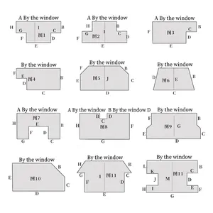 Custom teddy velvet bay window pad with 12 shapes and measurement guides for balcony mat