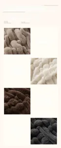 Détail du tissu de housse de canapé en fausse fourrure avec texture rayée en quatre tons