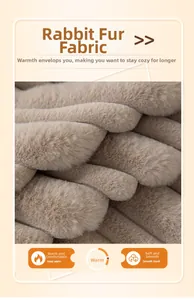 Gros plan sur le tissu épais en polaire de lapin pour canapé à texture chaude
