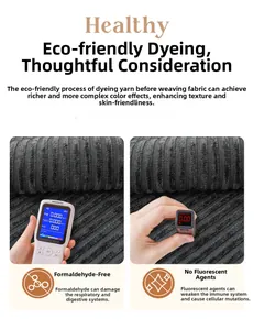 Detail of chenille sofa cover showing eco-friendly dyeing with no formaldehyde or chemicals