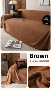 Makroaufnahme von dickem orangefarbenem Plüsch-Ant-Velours für Sofa-Überwürfe mit Struktur