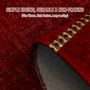 Thick chenille Christmas sofa cushion with red textured weave and durable hemmed edges