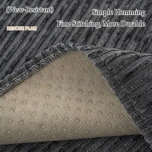 Thickened chenille sofa cover with non-slip backing and fine gray corduroy texture