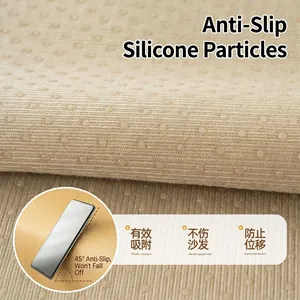 Thick chenille sofa cover with non-slip silicone texture and waffle grid pattern