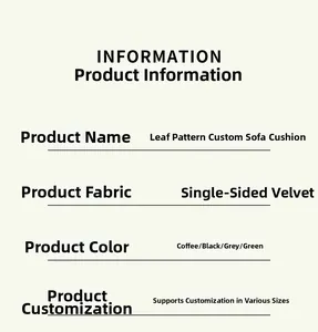 Detailed size specifications and velvet fabric options for custom shaped sofa covers