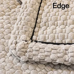 Minimalist thick corduroy sofa cushion with non-slip texture and stylish black piping edge