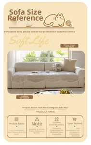 Detail of plush beige sofa cushion 90x180cm with scalloped edges and non-slip silicone backing