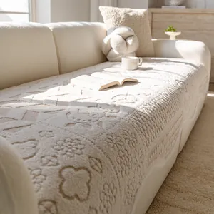 Luxurious Chenille Irregular Sofa Cushion Cover Wave Edge Anti Slip Thick Plush Furniture Protector Modern Home Decor