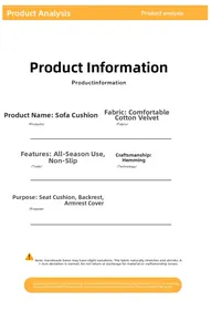 Detailed product analysis chart showing sherpa fleece sofa cover features and sizing