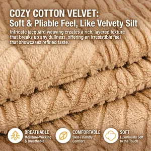 Modern minimalist khaki sherpa sofa cover with soft breathable wave texture