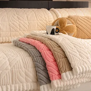 Modern minimalist plush sofa cover with embossed leaf pattern in multiple soft colors