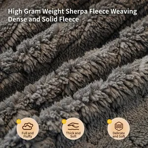 Thick dark gray fleece sofa cover with high-density plush texture for winter warmth