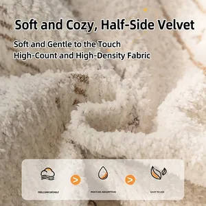 Minimalist cream irregular sofa cover in high-density soft plush fabric with rich texture