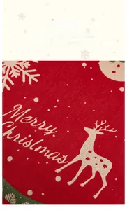 Detail of red chenille sofa cover showing festive reindeer and snowflake knit texture