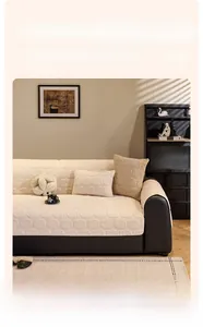 Detail of soft cotton velvet sofa cover with three-dimensional jacquard circle pattern