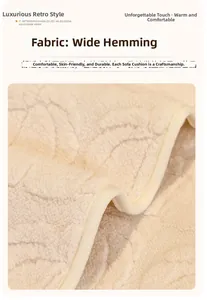 Close-up of thickened plush sofa cover featuring reinforced wide-border sewing detail