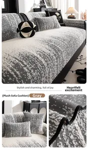 Detail of plush grey sofa mat with durable black edge binding and soft textured finish