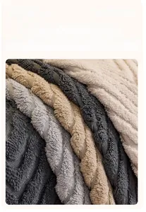 Detail of eco-friendly reactive dyeing on thick sherpa fleece fabric for modern sofas