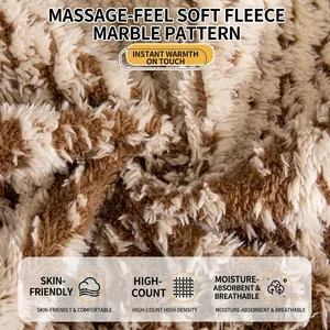 Luxurious thick plush sofa cover with anti-slip texture in warm brown and beige colors