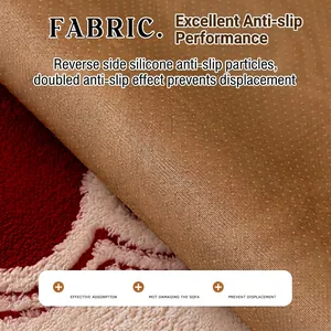 Non-slip sofa cover with silicone particles on brown fabric for secure placement