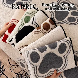 Thick plush sofa cushion with festive cartoon patterns and non-slip velvet surface