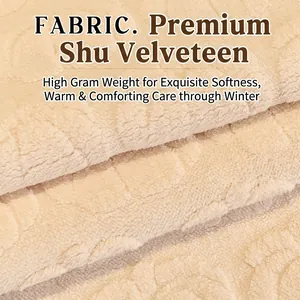 Plush thickened sherpa fleece sofa cover with textured pattern in light beige