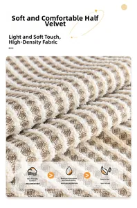 Detailed macro view of soft textured striped chenille fabric for plush sofa covers