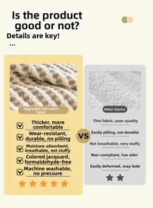 Detailed close-up of thick jacquard plush sofa cover fabric showing texture and durability