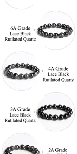Detailed comparison of Grade 2A to 6A lace black rutilated quartz crystal bracelets