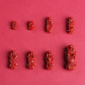Natural Cinnabar Pixiu Pendants For DIY Jewelry Making Traditional Chinese Mythical Beast Auspicious Charms Wealth Protection Accessories
